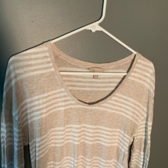 Banana Republic Long Sleeve Tan White Stripes - Picture 4 of 8
